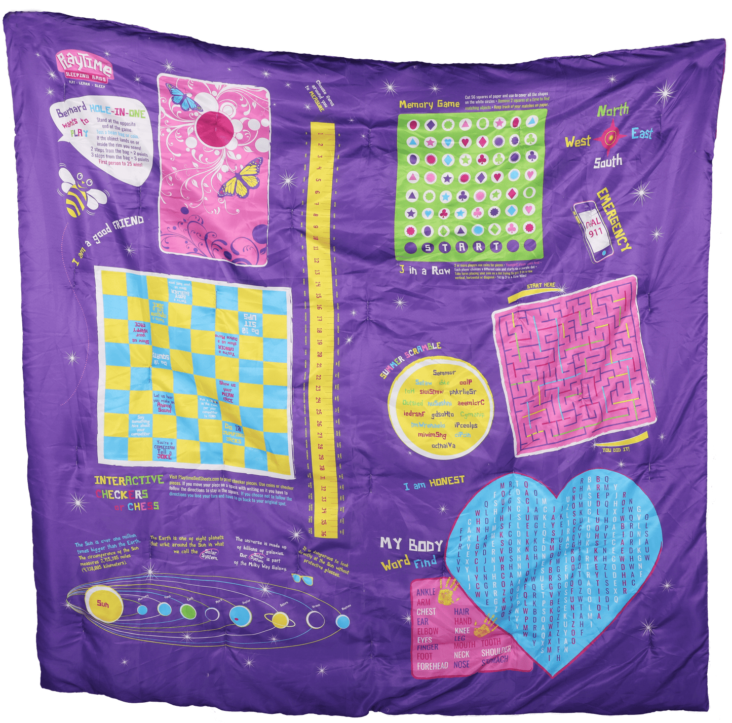 Playtime Reversible Slumber Bag. Over 35 Fun Interactive Games!